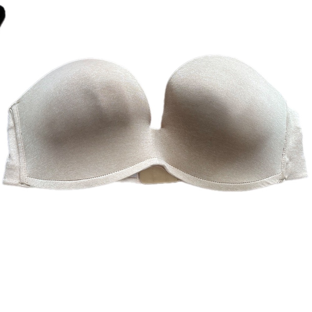 DELIMIRA Seamless Strapless‎ Bra Beige 34C Plunge V Neck Backless Convertible